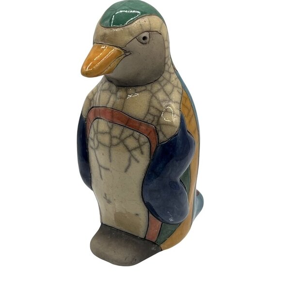 Fenix Raku Pottery Handcrafted Signed 5.5" Ceramic Penguin Artisan Collectible - Picture 7 of 11